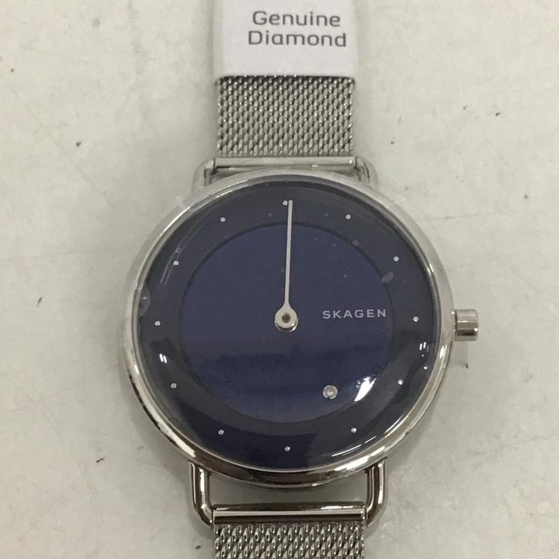 スカーゲン SKAGEN 腕時計 アナログ（クォーツ式） SKW2738 箱有 ロゴ、文字 銀 / シルバー / X 紺 / ネイビー /  レディース USED 古着 中古 10134339