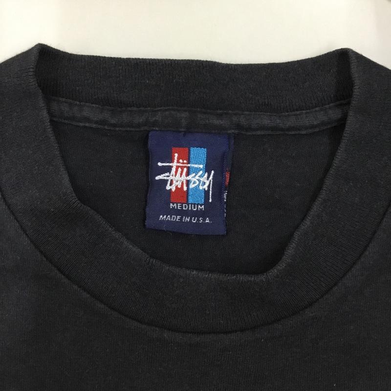 ステューシー STUSSY Tシャツ 半袖 半袖カットソー プリントTシャツ クルーネックカットソー M プリント 黒 / ブラック /  メンズ USED 古着 中古 10120255