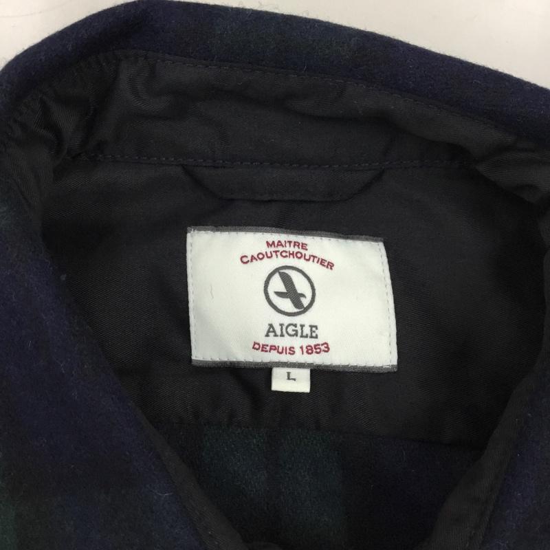 エーグル AIGLE シャツ、ブラウス 長袖 L チェック 緑 / グリーン /  メンズ USED 古着 中古 10112811
