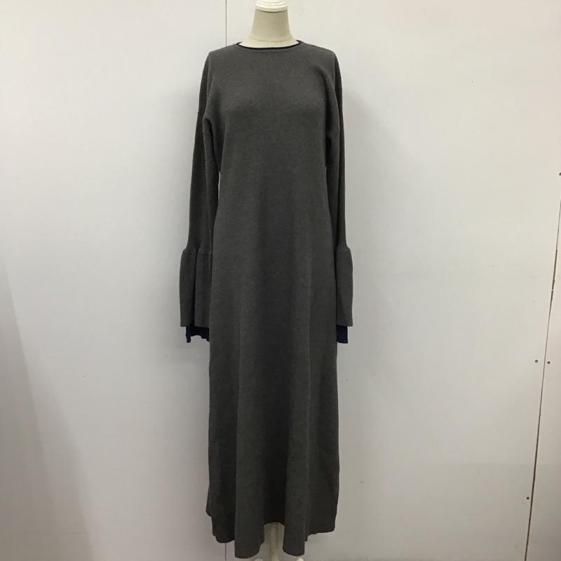 スタイルミキサー STYLEMIXER ワンピース ロングスカート 500GAS73-1760 ランタンカフスニットワンピース ニットワンピース M 無地 灰 / グレー / X 紺 / ネイビー /  レディース USED 古着 中古 10112024