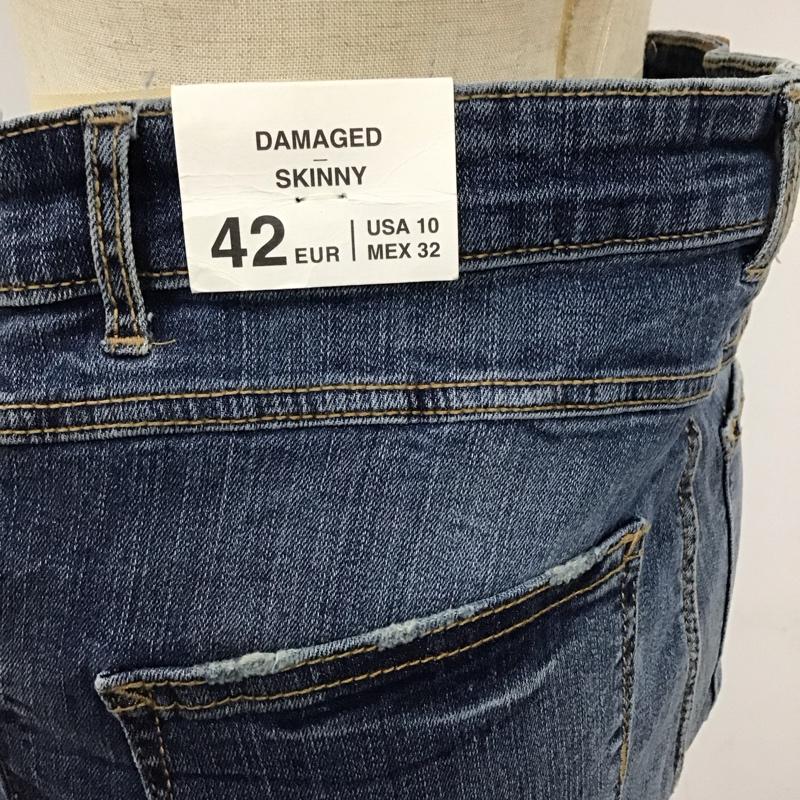 ザラ ZARA パンツ デニム、ジーンズ デニムパンツ スリムパンツ ストレッチパンツ ジーンズ 42インチ 無地 インディゴ / インディゴ /  レディース USED 古着 中古 10120409