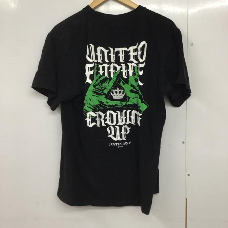 ジャスティンディヴィス JUSTIN DAVIS Tシャツ 半袖 半袖カットソー プリントTシャツ クルーネックカットソー unitedempire L ロゴ、文字 黒 / ブラック /  メンズ USED 古着 中古 10140709