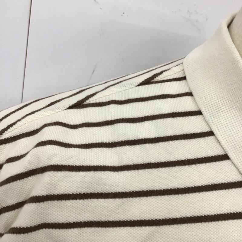 ポロバイラルフローレン Polo by RALPH LAUREN ポロシャツ 半袖 半袖ポロシャツ カラーシャツ 半袖カットソー M ボーダー柄 ベージュ / ベージュ / X 茶 / ブラウン /  メンズ USED 古着 中古 10114189