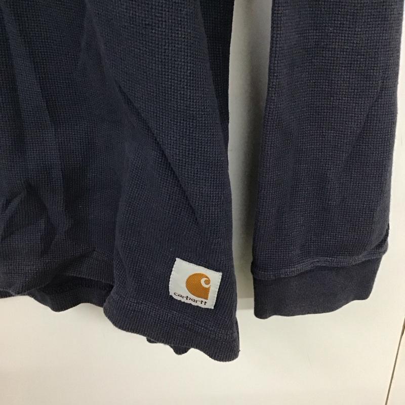 カーハート Carhartt カットソー 長袖 長袖カットソー ヘンリーネックカットソー XL ロゴ、文字 紺 / ネイビー /  メンズ USED 古着 中古 10135903