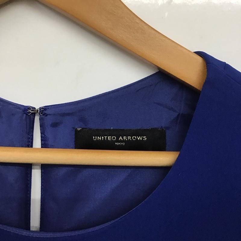 ユナイテッドアローズ UNITED ARROWS ワンピース ミニスカート 1526-672-2794 フレンチスリーブワンピース 36 無地 青 / ブルー /  レディース USED 古着 中古 10131815