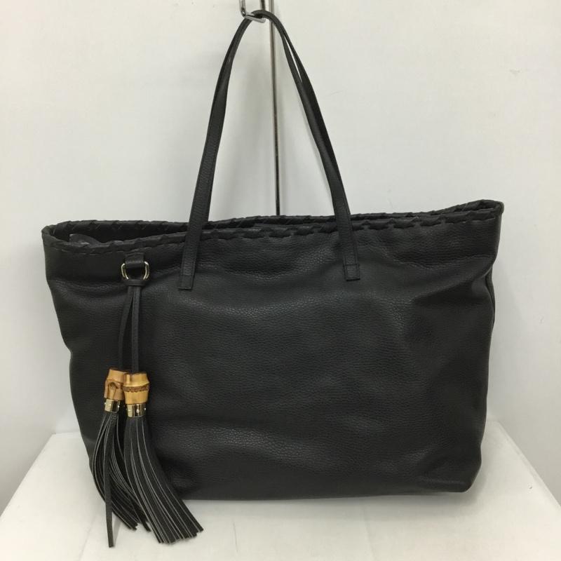 グッチ GUCCI トートバッグ トートバッグ 354666 002404 バンブータッセル レザー 無地 黒 / ブラック /  レディース USED 古着 中古 10125990