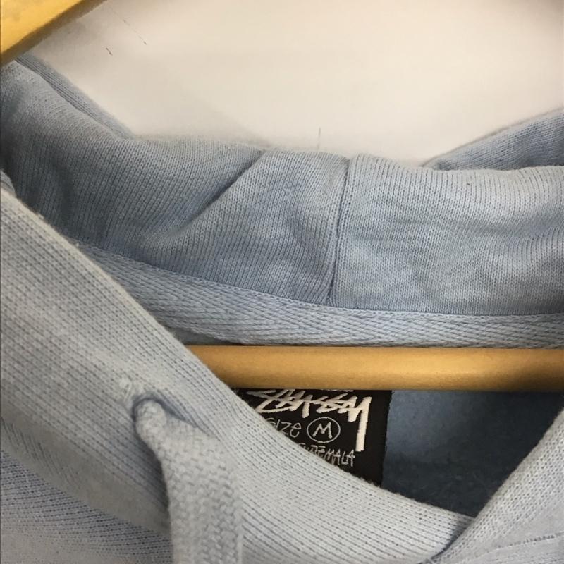 ステューシー STUSSY パーカー 長袖 長袖パーカー プルオーバーパーカー スウェット M ロゴ、文字 水色 / ライトブルー /  メンズ USED 古着 中古 10149284