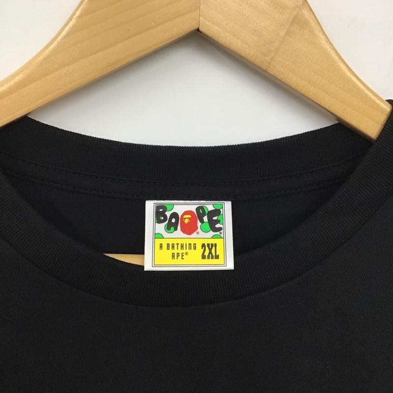 ベイプ BAPE カットソー 長袖 長袖カットソー プリントカットソー クルーネック XXL プリント 黒 / ブラック /  メンズ USED 古着 中古 10130681