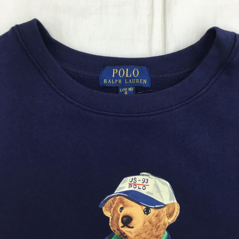 ポロラルフローレン POLO RALPH LAUREN トレーナー 長袖 ポロベア 160cm プリント X キャラクター 紺 / ネイビー /  ボーイズ USED 古着 中古 10135645