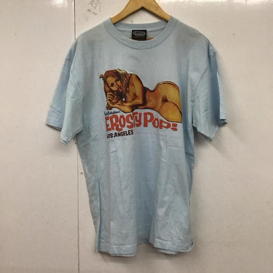 エロスティカ EROSTiKA Tシャツ 半袖 クルーネック コットン XL プリント 水色 / ライトブルー /  メンズ USED 古着 中古 10123377