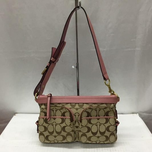 コーチ COACH ショルダーバッグ ショルダーバッグ シグネチャー ロゴ、文字 ベージュ / ベージュ / X 桃 / ピンク /  レディース USED 古着 中古 10107602