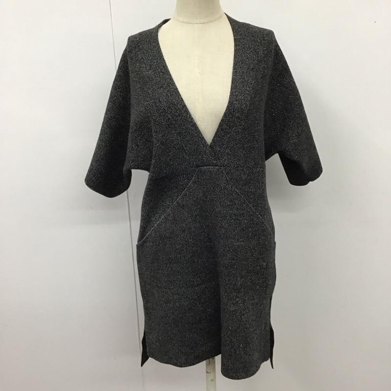 ザラ ZARA ワンピース ミニスカート ニット S 無地 チャコールグレー / チャコールグレー /  レディース USED 古着 中古 10121487