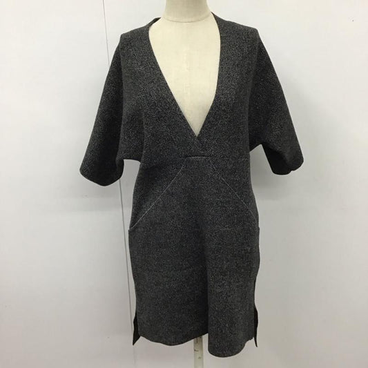 ザラ ZARA ワンピース ミニスカート ニット S 無地 チャコールグレー / チャコールグレー /  レディース USED 古着 中古 10121487