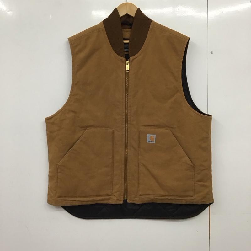 カーハート Carhartt ベスト ベスト ジップアップベスト ノースリーブカットソー アウター XL ロゴ、文字 茶 / ブラウン /  メンズ USED 古着 中古 10150661