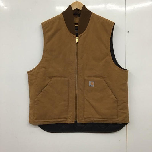 カーハート Carhartt ベスト ベスト ジップアップベスト ノースリーブカットソー アウター XL ロゴ、文字 茶 / ブラウン /  メンズ USED 古着 中古 10150661