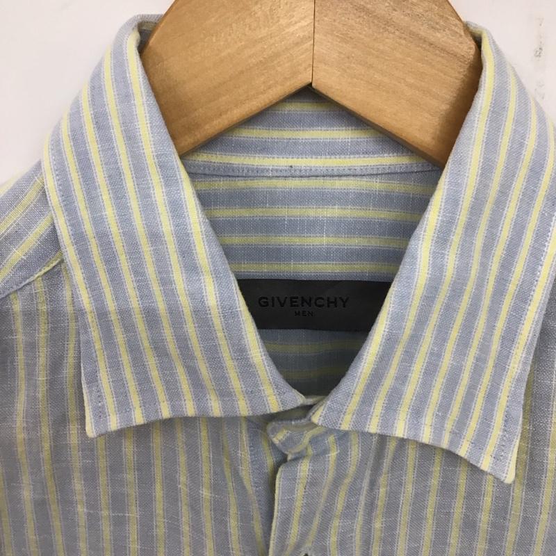 ジバンシィ GIVENCHY シャツ、ブラウス 長袖 長袖シャツ ストライプシャツ カラーシャツ ストライプ 黄 / イエロー / X 水色 / ライトブルー /  メンズ USED 古着 中古 10140692