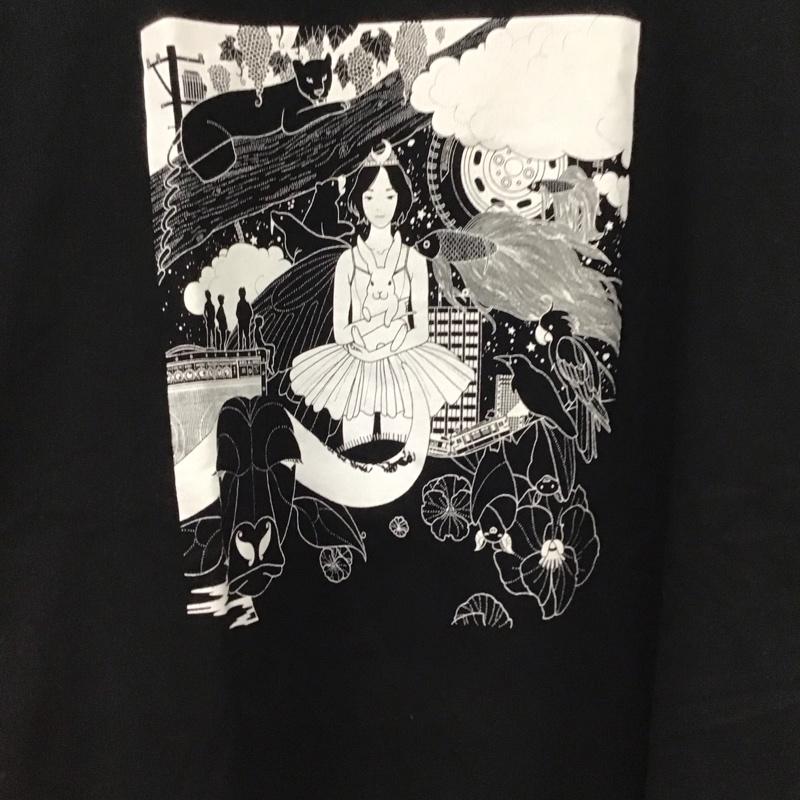 グラニフ graniph Tシャツ 半袖 半袖カットソー プリントTシャツ クルーネックカットソー L プリント 黒 / ブラック /  メンズ USED 古着 中古 10150925
