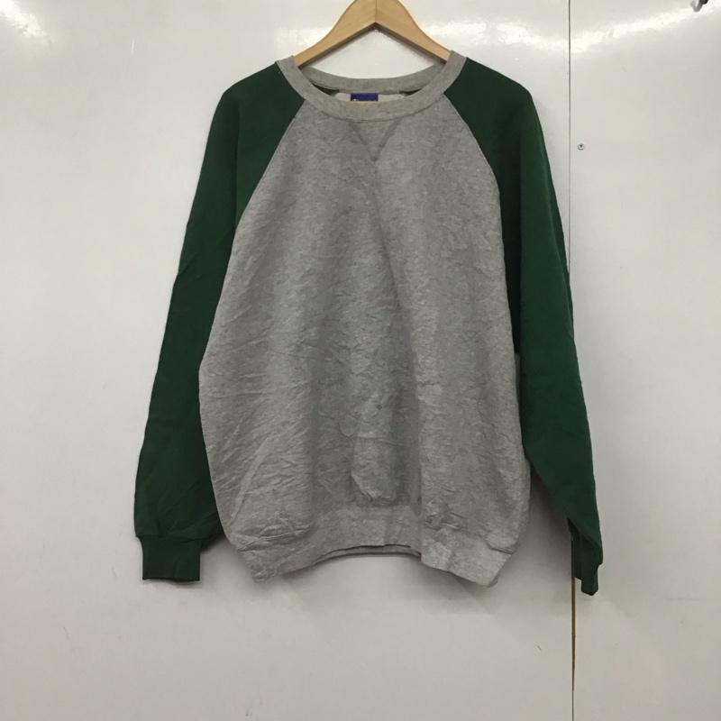 チャンピオン Champion トレーナー 長袖 長袖トレーナー スウェット クルーネック プルオーバー XL 無地 灰 / グレー / X 緑 / グリーン /  メンズ USED 古着 中古 10142949