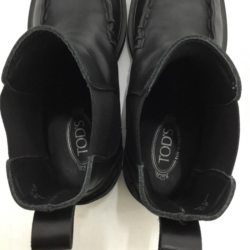 トッズ TOD S ブーツ ショートブーツ サイドゴア 81/2 箱有 ロゴ、文字 黒 / ブラック /  メンズ USED 古着 中古 10147760