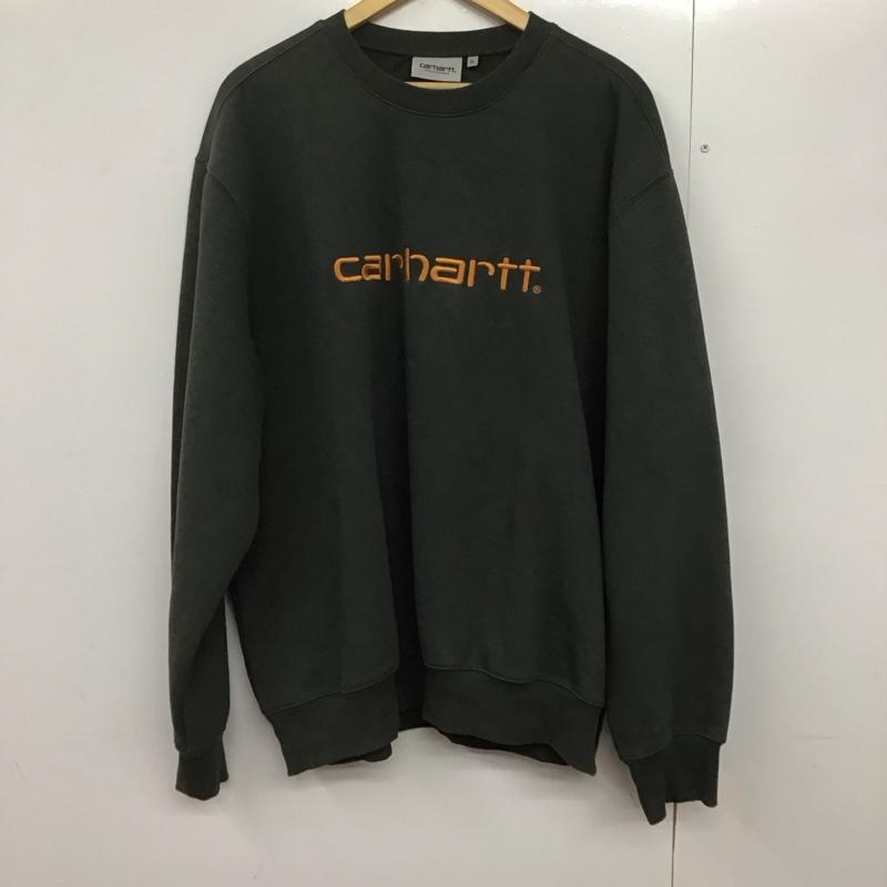 カーハート Carhartt トレーナー 長袖 長袖トレーナー スウェット クルーネック プルオーバー XL ロゴ、文字 カーキ / カーキ /  メンズ USED 古着 中古 10142987