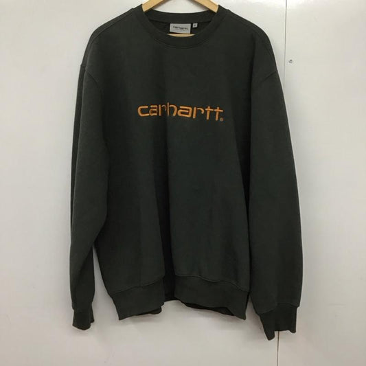 カーハート Carhartt トレーナー 長袖 長袖トレーナー スウェット クルーネック プルオーバー XL ロゴ、文字 カーキ / カーキ /  メンズ USED 古着 中古 10142987