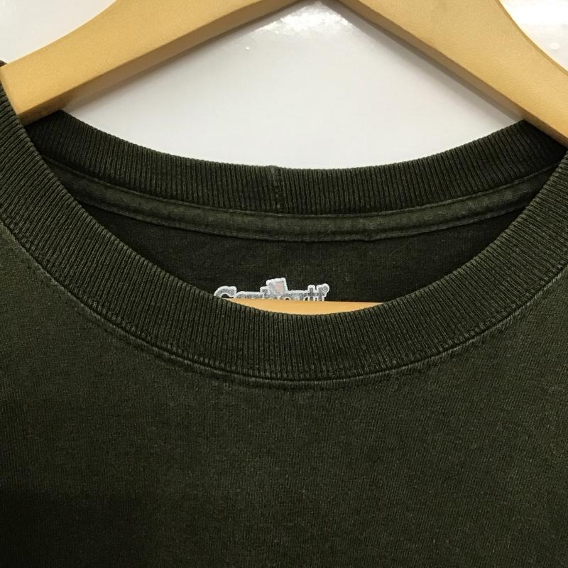 カーハート Carhartt Tシャツ 半袖 半袖カットソー プリントTシャツ クルーネックカットソー L 無地 カーキ / カーキ /  メンズ USED 古着 中古 10128662