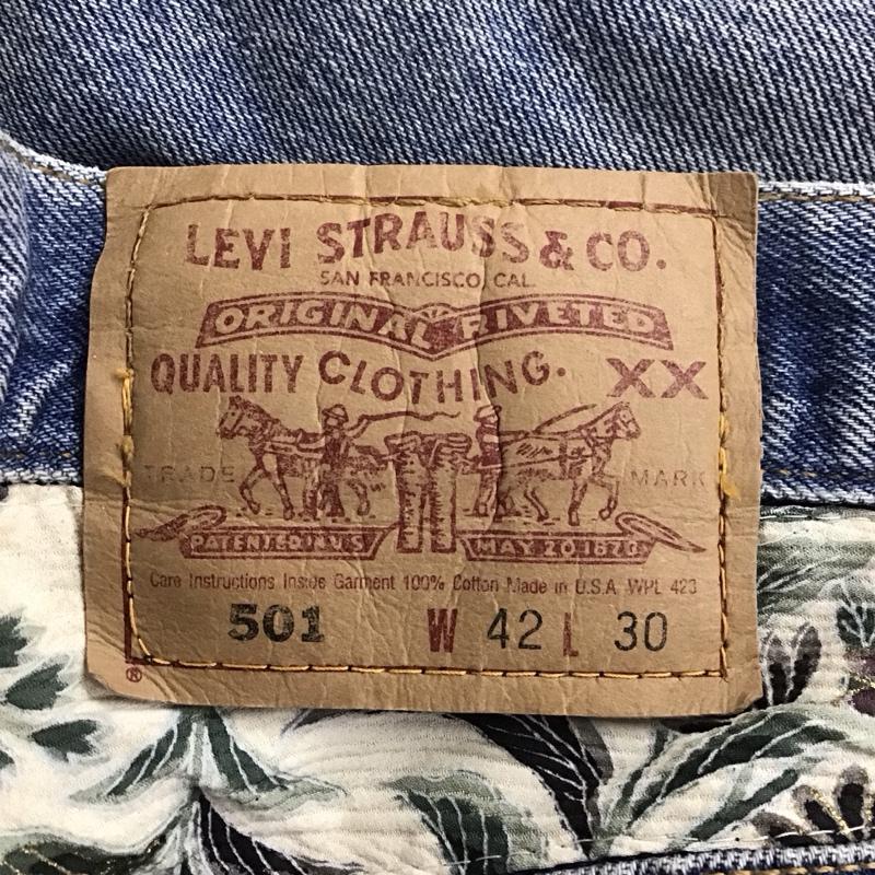 リーバイストラウスアンドコー Levi Strauss & co. パンツ デニム、ジーンズ 905 USA製 リメイク デニムパンツ ワイドパンツ ストレートパンツ 42 プリント インディゴ / インディゴ /  メンズ USED 古着 中古 10110340
