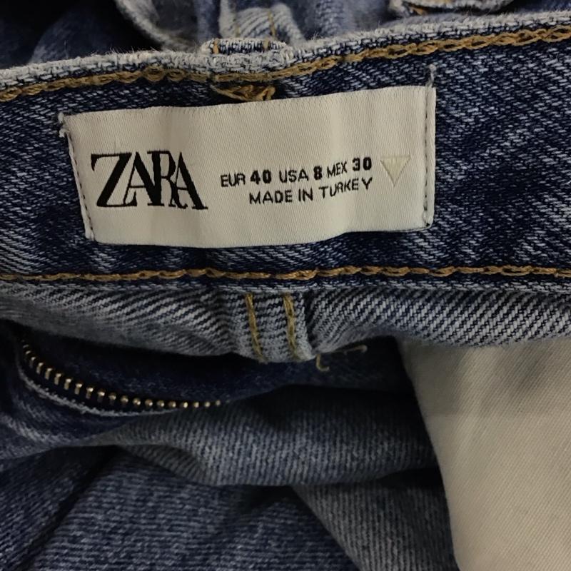 ザラ ZARA パンツ デニム、ジーンズ 6045 125 400 ハイウエスト ワイドパンツ 無地 青 / ブルー /  レディース USED 古着 中古 10120591