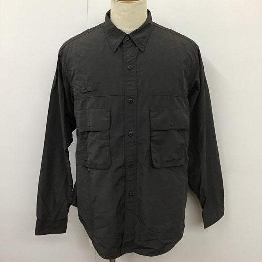 グリーンレーベルリラクシング green label relaxing シャツ、ブラウス 長袖 3211-199-3208 ナイロンコットンワークシャツ 長袖シャツ カジュアルシャツ L 無地 黒 / ブラック /  メンズ USED 古着 中古 10114572