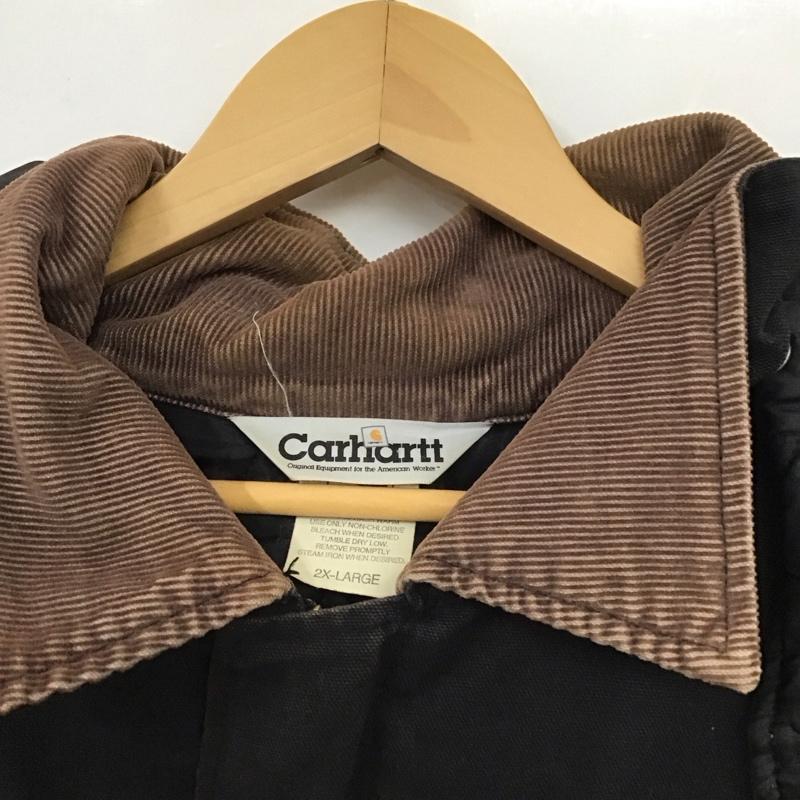 カーハート Carhartt ジャケット、上着 ジャンパー、ブルゾン ジップアップジャケット アウター 古着 フード付き XXL ロゴ、文字 黒 / ブラック /  メンズ USED 古着 中古 10130497