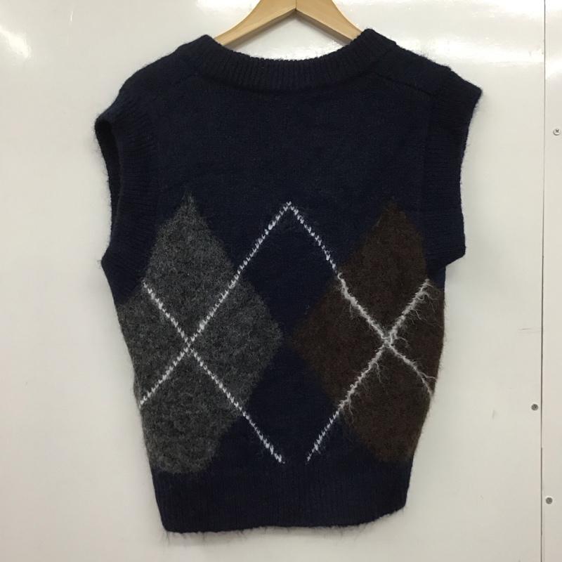 ザラ ZARA ベスト ベスト ニットベスト ノースリーブカットソー プルオーバー M プリント 紺 / ネイビー /  レディース USED 古着 中古 10145171