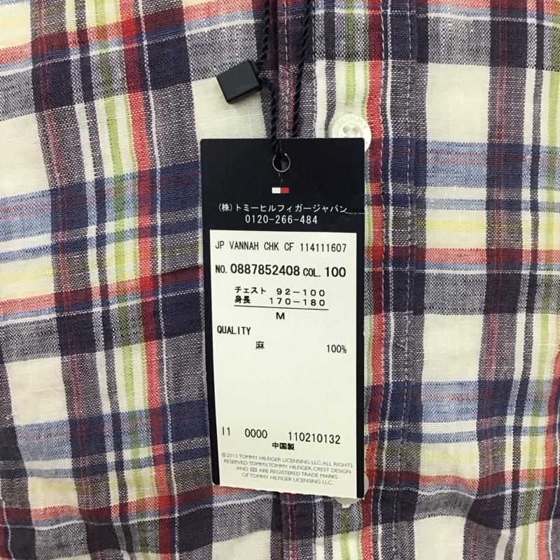 トミーヒルフィガー TOMMY HILFIGER シャツ、ブラウス 長袖 0887852408 ボタンダウン リネン タグ付き チェック M ワンポイント マルチカラー / マルチカラー /  メンズ USED 古着 中古 10112671
