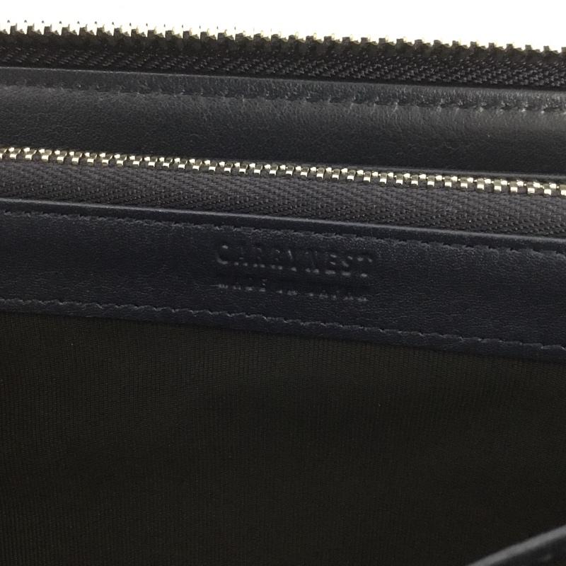 キャリーネスト CARRYNEST 財布 長財布 ラウンドファスナー レザー 箱有 無地 紺 / ネイビー /  メンズ USED 古着 中古 10146046