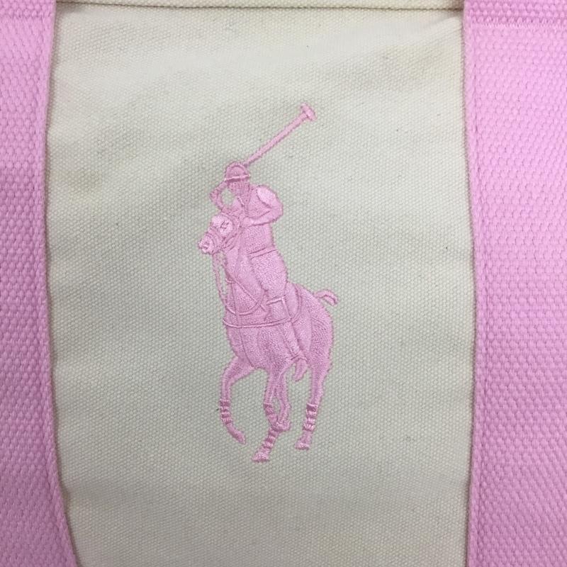 ポロラルフローレン POLO RALPH LAUREN トートバッグ トートバッグ 9AR023-W2Q-322 ショルダー 2WAY コットン ワンポイント 桃 / ピンク / X アイボリー / アイボリー /  レディース USED 古着 中古 10142096