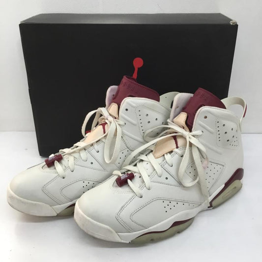 ナイキ NIKE スニーカー スニーカー AIR JORDAN 6 RETRO MAROON エアジョーダン 6 レトロ マルーン 384664-116 28.5cm ロゴ、文字 白 / ホワイト / X えんじ / ワインレッド /  メンズ USED 古着 中古 10107072