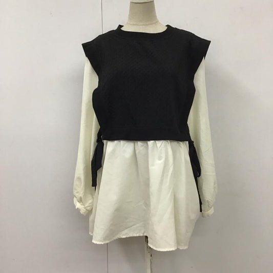 オリーブデオリーブ OLIVE des OLIVE カットソー 長袖 220540 レイヤード風 M 無地 黒 / ブラック / X 白 / ホワイト /  レディース USED 古着 中古 10117226