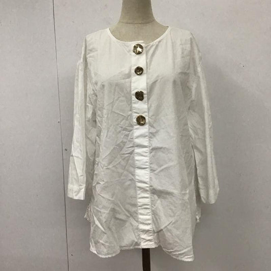 ザラ ZARA シャツ、ブラウス 七分袖 8351 237 250 ノーカラー M 無地 白 / ホワイト /  レディース USED 古着 中古 10114236