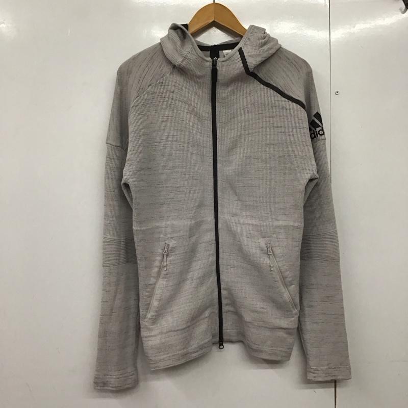 アディダス adidas パーカー 長袖 cf0636 PRIMEKNITHOODIE ジップアップパーカー スポーツウェア ロゴ、文字 灰 / グレー /  メンズ USED 古着 中古 10141219