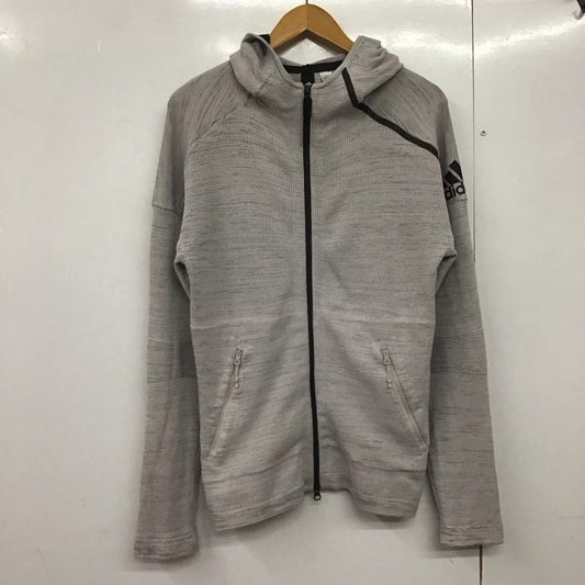 アディダス adidas パーカー 長袖 cf0636 PRIMEKNITHOODIE ジップアップパーカー スポーツウェア ロゴ、文字 灰 / グレー /  メンズ USED 古着 中古 10141219