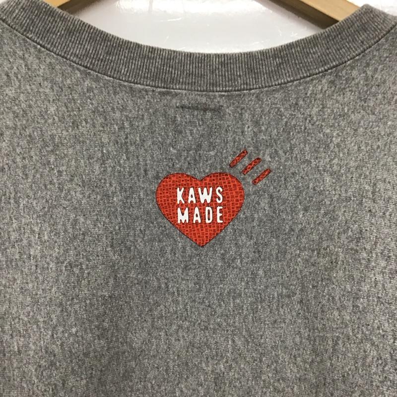 ヒューマンメード HUMAN MADE トレーナー 長袖 KAWS スウェット 裏起毛 プリント XL ロゴ、文字 灰 / グレー /  メンズ USED 古着 中古 10133567
