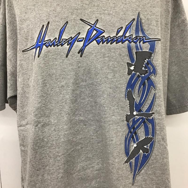 ハーレーダビッドソン Harley-Davidson Tシャツ 半袖 クルーネック バックプリント 2XL ロゴ、文字 灰 / グレー /  メンズ USED 古着 中古 10107651