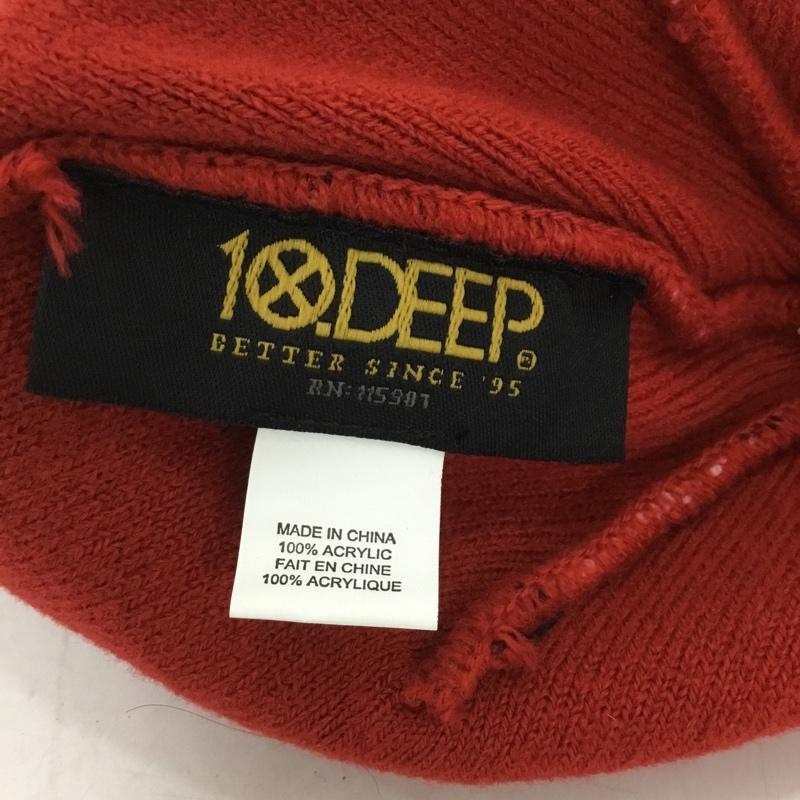 テンディープ 10Deep 帽子 ニット帽 総柄 白 / ホワイト / X 黒 / ブラック / X 赤 / レッド /  メンズ USED 古着 中古 10136306