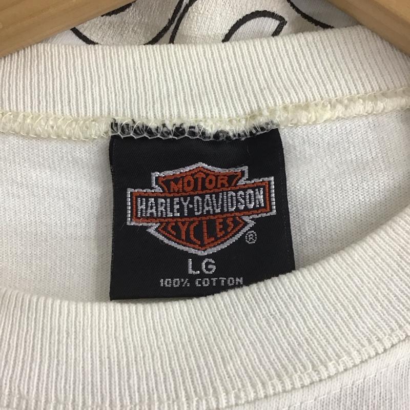 ハーレーダビッドソン Harley-Davidson カットソー 長袖 長袖カットソー プリントカットソー クルーネック usa製 L プリント アイボリー / アイボリー /  メンズ USED 古着 中古 10149117