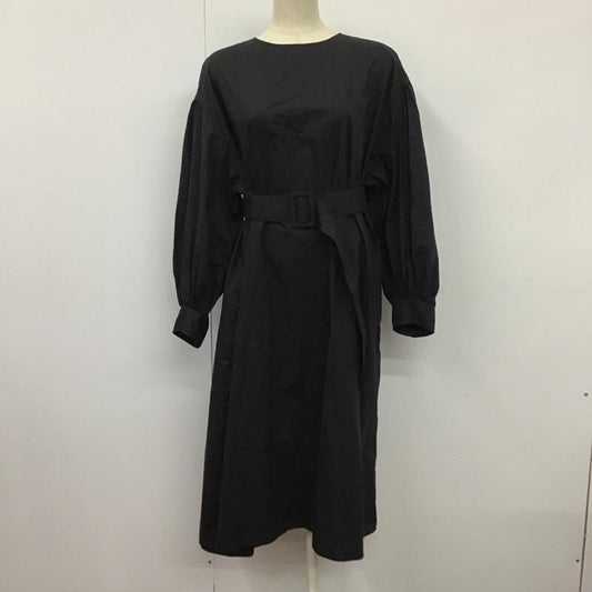 ジムフレックス GYMPHLEX ワンピース ロングスカート 長袖シャツワンピース ノーカラーシャツワンピ パフスリーブ ロゴ、文字 黒 / ブラック /  レディース USED 古着 中古 10131762