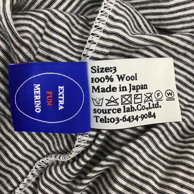 オーエヌシーメリノ ONC MERINO Tシャツ 長袖 クルーネック ウール 3 ボーダー柄 白 / ホワイト / X 黒 / ブラック /  メンズ USED 古着 中古 10114243
