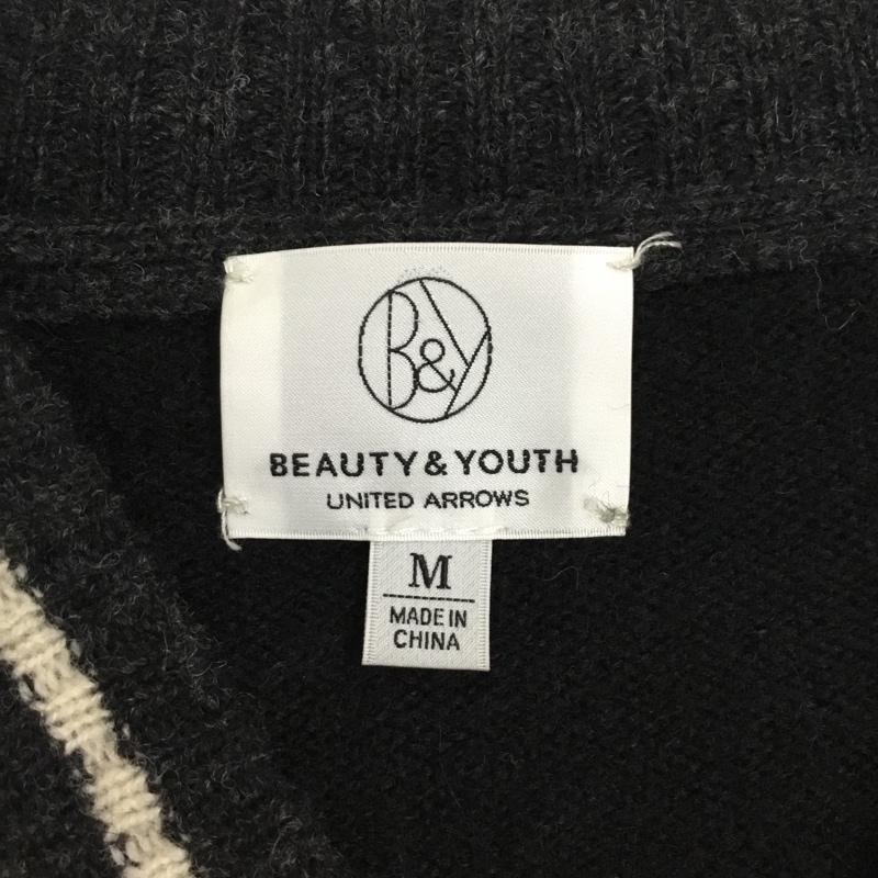 ビューティアンドユースユナイテッドアローズ BEAUTY&YOUTH UNITED ARROWS カーディガン 長袖 長袖カーディガンニット 前開きカーディガン セーター M 無地 黒 / ブラック /  メンズ USED 古着 中古 10109290