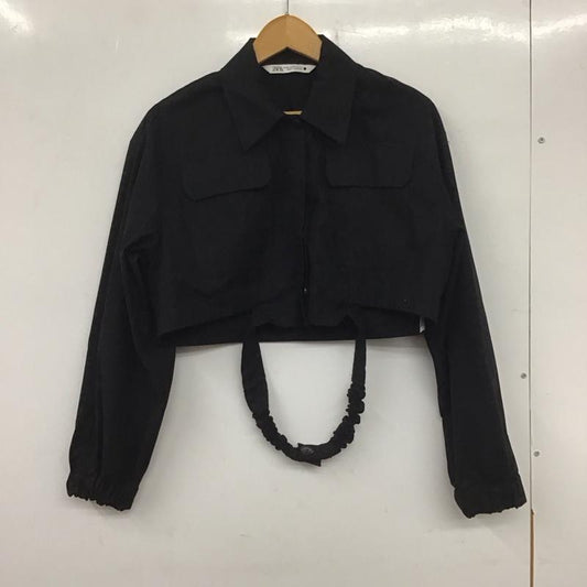 ザラ ZARA シャツ、ブラウス 長袖 2212 729 800 ショート丈 シャツジャケット XS 無地 黒 / ブラック /  レディース USED 古着 中古 10139230
