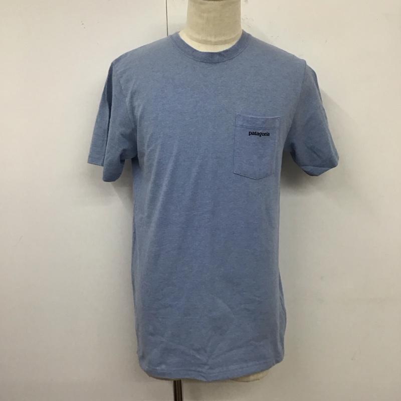 パタゴニア patagonia Tシャツ 半袖 半袖カットソー プリントTシャツ クルーネックカットソー M ロゴ、文字 水色 / ライトブルー /  メンズ USED 古着 中古 10124052