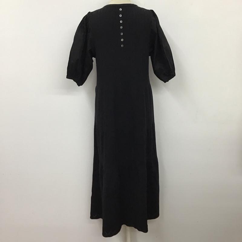 ロペピクニック ROPE  PICNIC ワンピース ロングスカート gde-12300-a オーガニックコットン袖布帛ニットワンピース ロングワンピース 38 無地 黒 / ブラック /  レディース USED 古着 中古 10116415