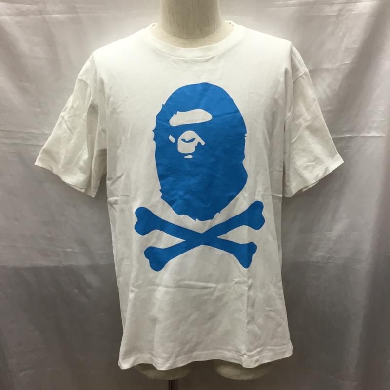 アベイシングエイプ A BATHING APE Tシャツ 半袖 クルーネック APE HEAD L プリント 白 / ホワイト / X 水色 / ライトブルー /  メンズ USED 古着 中古 10119810